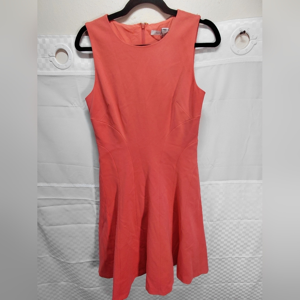 Sleeveless Coral Fit-and-Flare Dress
